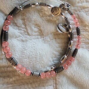 Alex and Ani pink and love silver beaded bracelet